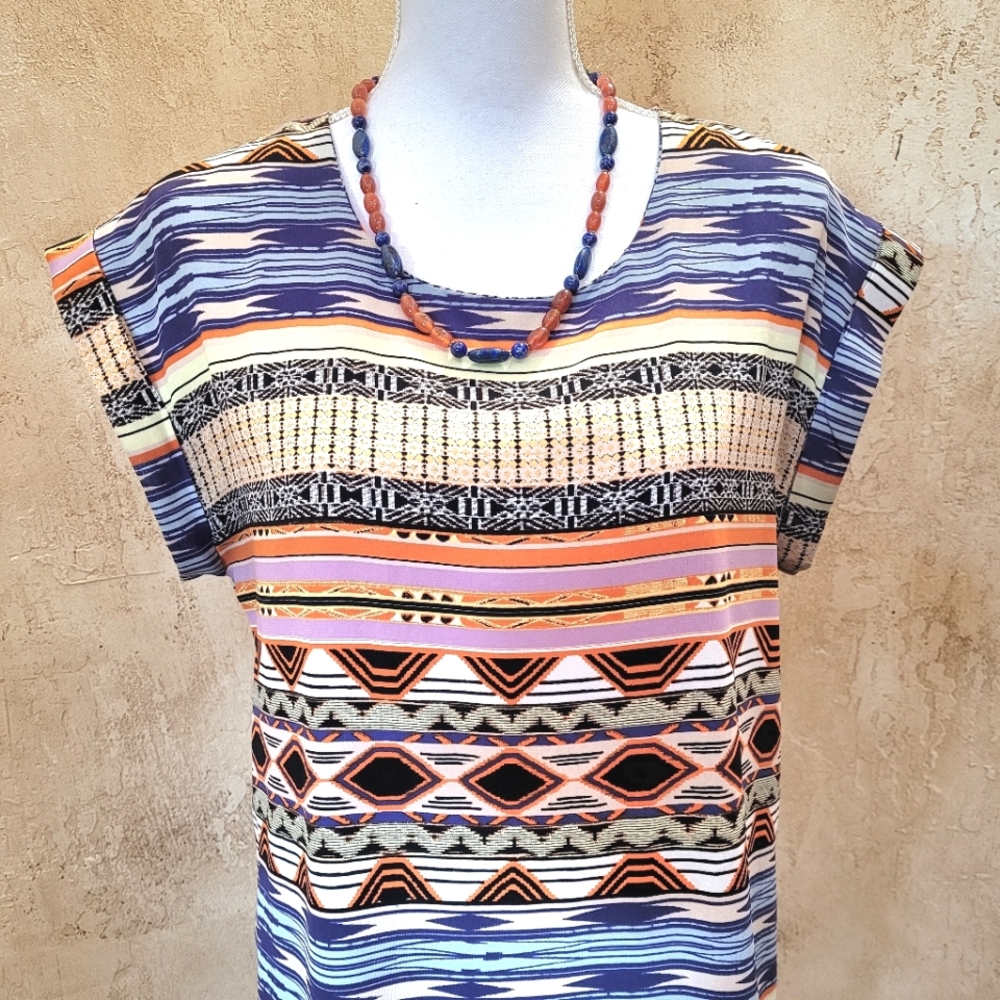 Multi Color Print Shift Dress - Picture 2 of 7